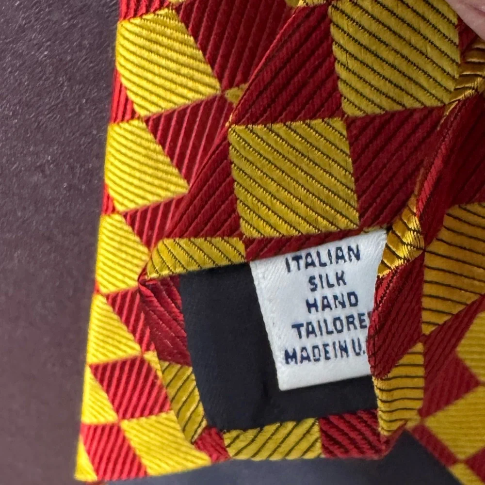 Paul Fredrick Red and Yellow Checkered Tie